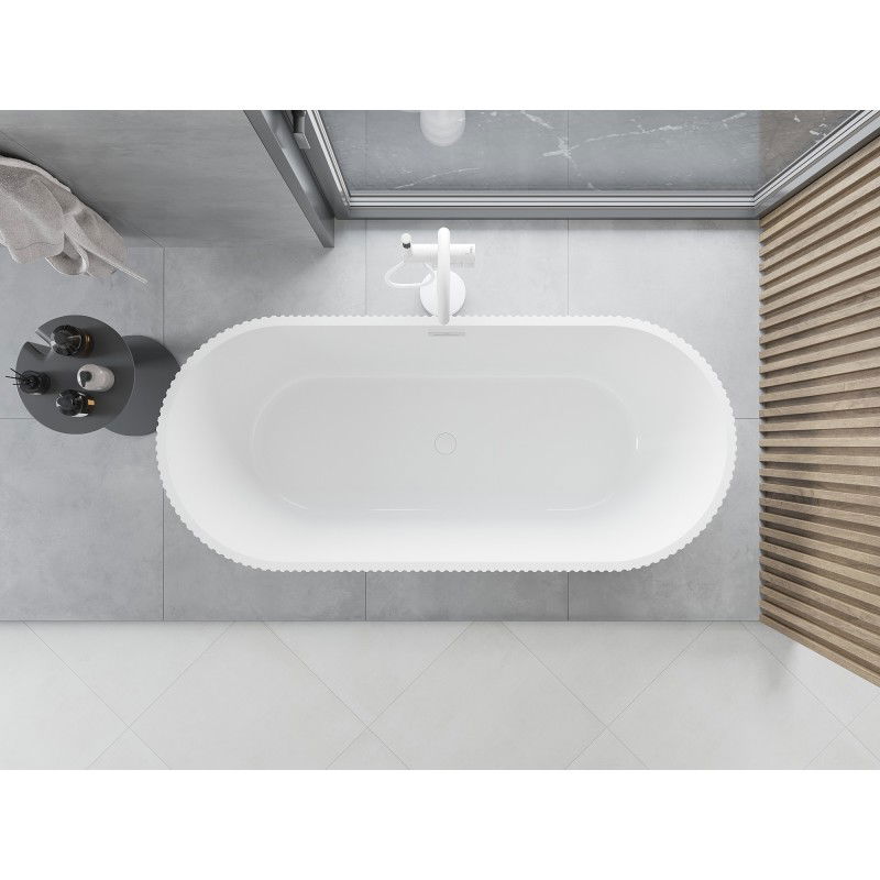 Mexen Yara freestanding fluted bathtub 170 x 75 cm, white, white overflow - 52861707500-20