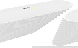 Mexen Yara freestanding fluted bathtub 170 x 75 cm, white, gold overflow - 52861707500-50
