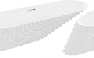 Mexen Yara freestanding ribbed bath 170 x 75 cm, white, brushed gold overflow - 52861707500-55