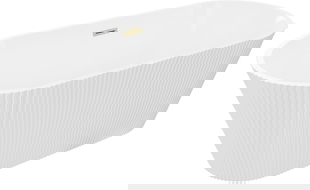 Mexen Yara freestanding ribbed bathtub 170 x 75 cm, white, brushed gold overflow - 52861707500-55
