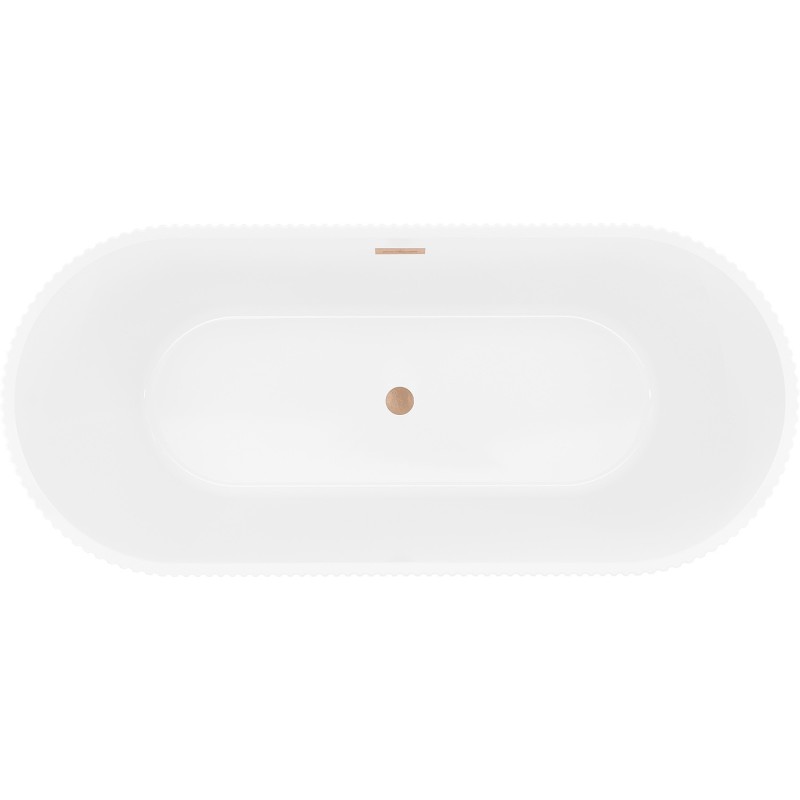 Mexen Yara freestanding fluted bathtub 170 x 75 cm, white, brushed copper overflow - 52861707500-65