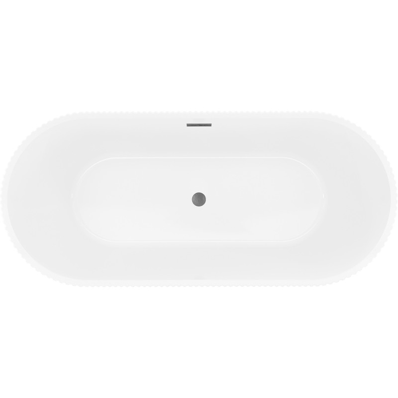 Mexen Yara freestanding fluted bathtub 170 x 75 cm, white, gun gray brushed overflow - 52861707500-66