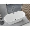 Mexen Yara freestanding fluted bathtub 170 x 75 cm, white, brushed gun gray overflow - 52861707500-66