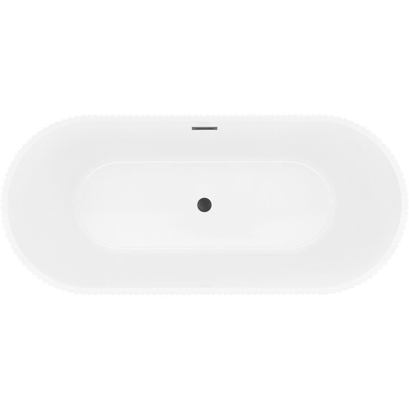 Mexen Yara freestanding fluted bath 170 x 75 cm, white, black overflow - 52861707500-70