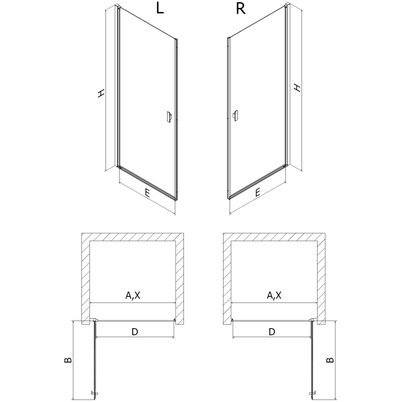 Mexen Mist-B shower door hinged 75 cm, transparent, chrome - 8A2-075-000-01-00