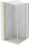 Mexen Mist-F Duo folding shower cabin 110 x 110 cm, transparent, brushed gold - 8A6-110L-110P-55-00
