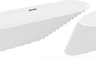 Mexen Yara freestanding fluted bath 170 x 75 cm, white, gun metal overflow - 52861707500-95