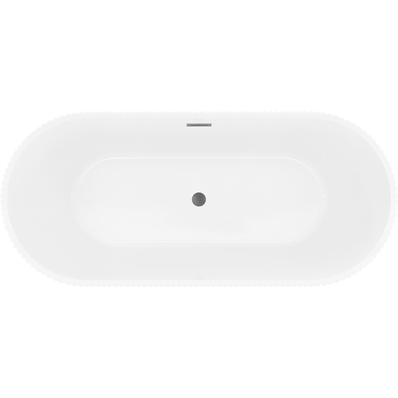 Mexen Yara freestanding fluted bath 170 x 75 cm, white, gun metal overflow - 52861707500-95