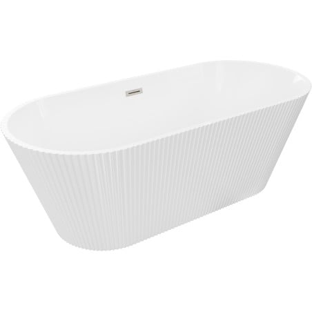 Mexen Yara freestanding ribbed bathtub 170 x 75 cm, white, brushed nickel overflow - 52861707500-97