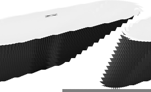 Mexen Yara freestanding fluted bathtub 170 x 75 cm, white/black, chrome overflow - 52861707575-01