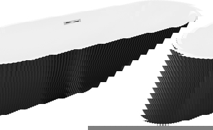 Mexen Yara freestanding grooved bath 170 x 75 cm, white/black, chrome overflow - 52861707575-01