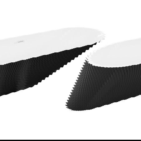 Mexen Yara freestanding fluted bath 170 x 75 cm, white/black, white overflow - 52861707575-20