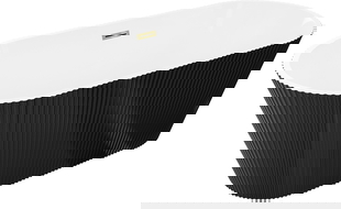 Mexen Yara freestanding fluted bath 170 x 75 cm, white/black, overflow gold - 52861707575-50