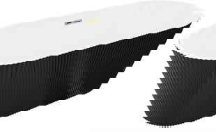 Mexen Yara freestanding ribbed bathtub 170 x 75 cm, white/black, golden overflow - 52861707575-50
