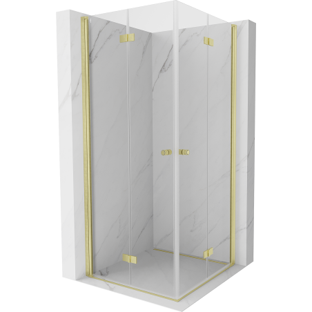 Mexen Mist-F Duo folding shower cabin 120 x 120 cm, transparent, brushed gold - 8A6-120L-120P-55-00