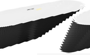 Mexen Yara freestanding fluted bathtub 170 x 75 cm, white/black, overflow in brushed gold - 52861707575-55