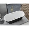 Mexen Yara freestanding fluted bathtub 170 x 75 cm, white/black, overflow in brushed gold - 52861707575-55