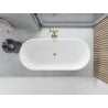 Mexen Yara freestanding fluted bathtub 170 x 75 cm, white/black, overflow in brushed gold - 52861707575-55