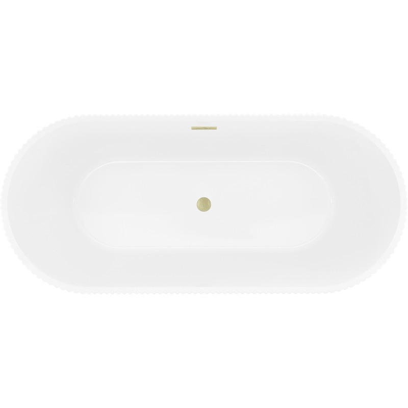 Mexen Yara freestanding fluted bathtub 170 x 75 cm, white/black, brushed gold overflow - 52861707575-55