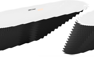 Mexen Yara freestanding fluted bathtub 170 x 75 cm, white/black, overflow rose gold - 52861707575-60