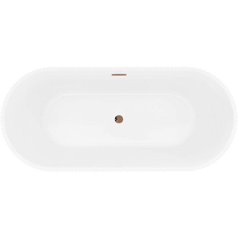 Mexen Yara freestanding fluted bath 170 x 75 cm, white/black, rose gold overflow - 52861707575-60