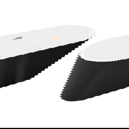 Mexen Yara free-standing ribbed bath 170 x 75 cm, white/black, brushed copper overflow - 52861707575-65