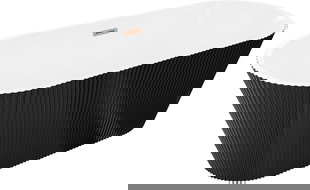 Mexen Yara freestanding fluted bathtub 170 x 75 cm, white/black, brushed gun gray overflow - 52861707575-66