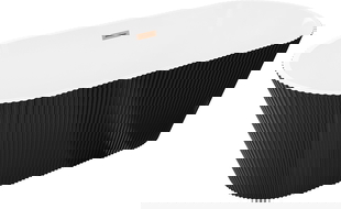 Mexen Yara freestanding ribbed bathtub 170 x 75 cm, white/black, gun gray brushed overflow - 52861707575-66