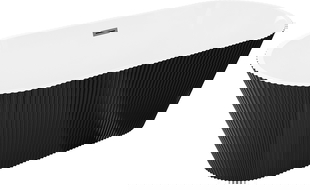 Mexen Yara Free-Standing Ribbed Bathtub 170 x 75 cm, White/Black, Gun Metal Overflow - 52861707575-95