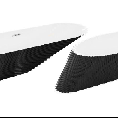 Mexen Yara freestanding fluted bath 170 x 75 cm, white/black, brushed nickel overflow - 52861707575-97