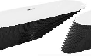 Mexen Yara freestanding fluted bath 170 x 75 cm, white/black, brushed nickel overflow - 52861707575-97