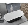 Mexen Yara freestanding fluted bathtub 170 x 75 cm, white/black, brushed nickel overflow - 52861707575-97