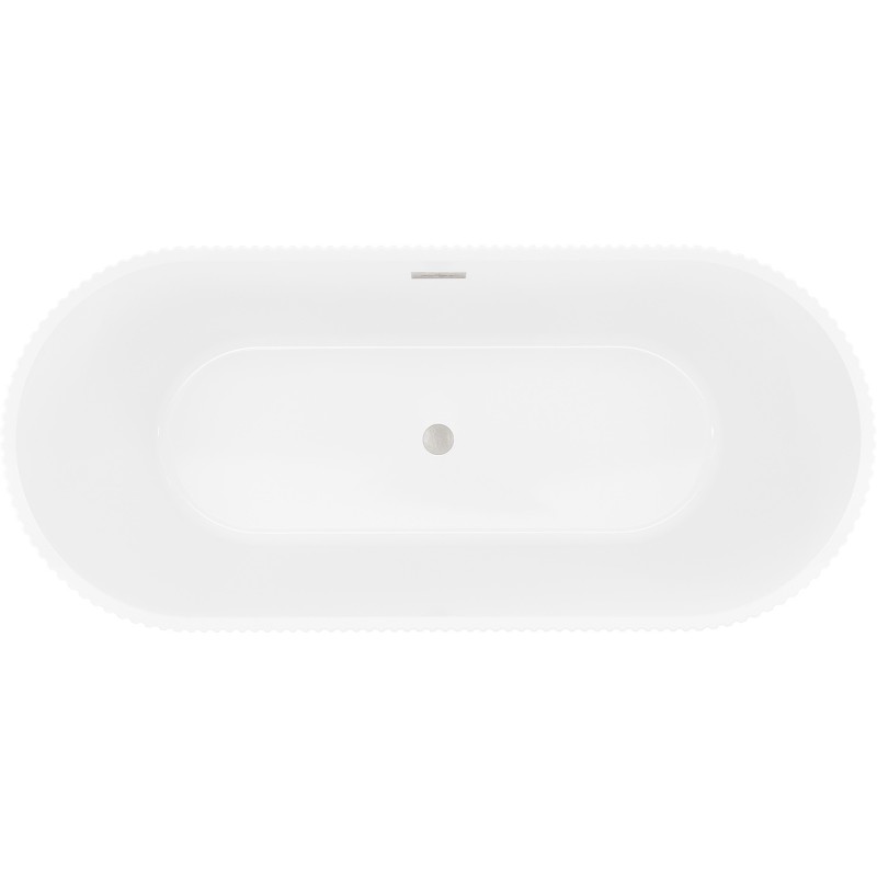 Mexen Yara freestanding fluted bath 170 x 75 cm, white/black, brushed nickel overflow - 52861707575-97