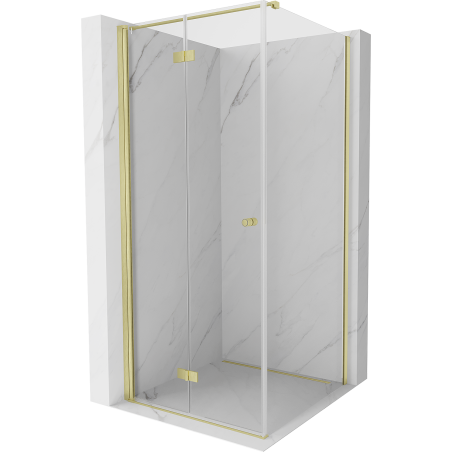 Mexen Mist-F folding shower cabin left 85 x 85 cm, transparent, brushed gold - 8A6T-085-085-55-00-L