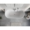 Mexen Oris free-standing fluted back-to-wall bathtub 150 x 75 cm, white, chrome overflow - 52871507500-01