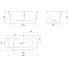 Mexen Oris free-standing fluted back-to-wall bathtub 150 x 75 cm, white, chrome overflow - 52871507500-01