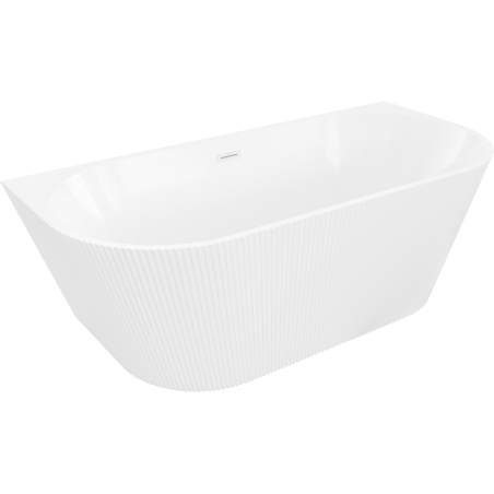 Mexen Oris freestanding fluted wall-mounted bathtub 150 x 75 cm, white, white overflow - 52871507500-20