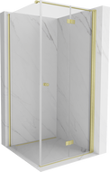 Mexen Mist-F Right Folding Shower Enclosure 80 x 80 cm, Transparent, Brushed Gold - 8A6T-080-080-55-00-P
