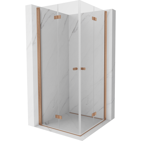 Mexen Mist-F Duo 75 x 75 cm Folding Shower Enclosure, Transparent, Brushed Copper - 8A6-075L-075P-65-00