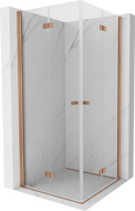 Mexen Mist-F Duo 75 x 75 cm Folding Shower Enclosure, Transparent, Brushed Copper - 8A6-075L-075P-65-00