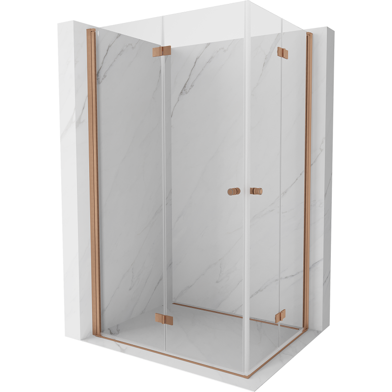Mexen Mist-F Duo folding shower cabin left 80 x 75 cm, transparent, brushed copper - 8A6-080L-075P-65-00