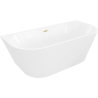 Mexen Oris freestanding wall-adjacent fluted bathtub 150 x 75 cm, white, gold brushed overflow - 52871507500-55