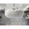 Mexen Oris freestanding wall-adjacent fluted bathtub 150 x 75 cm, white, gold brushed overflow - 52871507500-55
