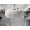 Mexen Oris freestanding wall-mounted fluted bathtub 150 x 75 cm, white, brushed gold overflow - 52871507500-55