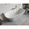 Mexen Oris freestanding wall-mounted fluted bathtub 150 x 75 cm, white, brushed gold overflow - 52871507500-55