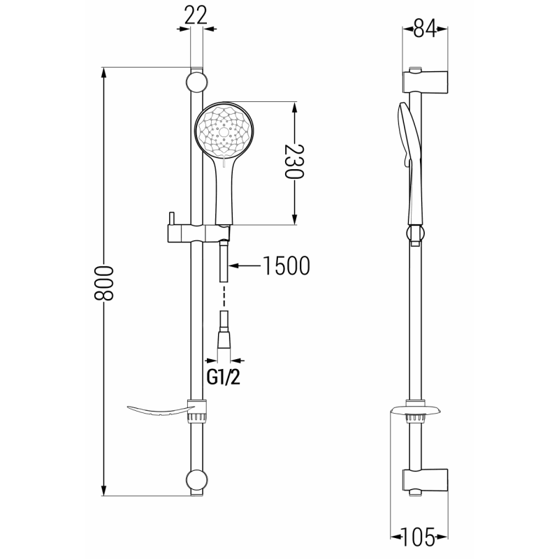 Mexen DF74 adjustable black shower set - 785744582-70