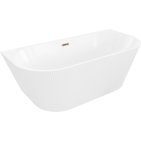 Mexen Oris freestanding wall-mounted fluted 150 x 75 cm, white, overflow pink gold - 52871507500-60