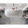 Mexen Oris freestanding wall-adjacent fluted bathtub 150 x 75 cm, white, brushed copper overflow - 52871507500-65