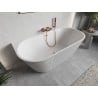 Mexen Oris freestanding wall-adjacent fluted bathtub 150 x 75 cm, white, brushed copper overflow - 52871507500-65