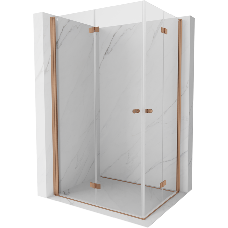 Mexen Mist-F Duo Folding Shower Cabin Left 100 x 75 cm, Transparent, Brushed Copper - 8A6-100L-075P-65-00